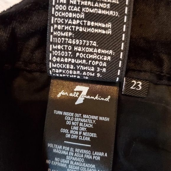 7 For All Mankind Black Velvet Wide Leg Trouser Jeans New - Picture 8 of 9
